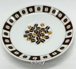 Vtg 1970s Mottahedeh Vista Alegre Demitasse Espresso Cups Saucers Coffee Bean