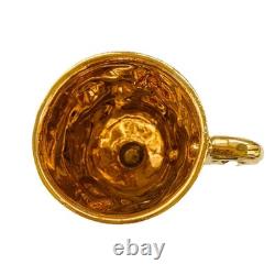 Vtg 6 Capodimonte Demitasse Espresso Cup Saucer Set Raised Relief Cherub Design