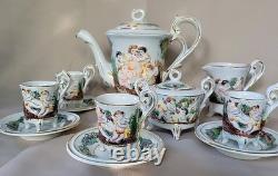 Vtg Capodimonte Demitasse Coffee Set Footed Cups&Saucers 11 Pc. Italy Signed Vtg Capodimonte Demitasse Coffee Set Footed Cups&Saucers 11 Pc. Italy Signed