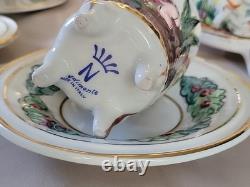 Vtg Capodimonte Demitasse Coffee Set Footed Cups&Saucers 11 Pc. Italy Signed