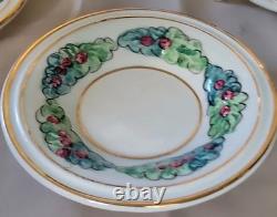 Vtg Capodimonte Demitasse Coffee Set Footed Cups&Saucers 11 Pc. Italy Signed