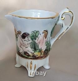 Vtg Capodimonte Demitasse Coffee Set Footed Cups&Saucers 11 Pc. Italy Signed