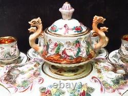 Vtg Capodimonte Demitasse Italy Tea Espresso Cups Saucers Sugar Bowl Tray Set