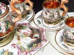Vtg Capodimonte Demitasse Italy Tea Espresso Cups Saucers Sugar Bowl Tray Set