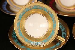 Vtg DW Karlsbader Porcelain China Gold Encrusted Demitasse Tea-Cups & Saucer Set