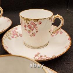 Vtg HAVILAND LIMOGES Pink Roses Gold Set Of 5 Demitasse Cups And Saucers