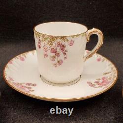 Vtg HAVILAND LIMOGES Pink Roses Gold Set Of 5 Demitasse Cups And Saucers