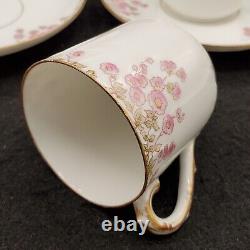 Vtg HAVILAND LIMOGES Pink Roses Gold Set Of 5 Demitasse Cups And Saucers