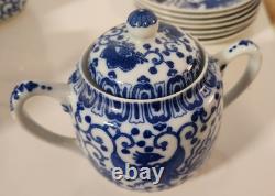 Vtg Japan Blue Phoenix Demitasse Coffee Set Pot, Creamer, Sugar, 7 Cups &Saucers