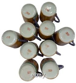 Vtg Japanese Lusterware Demitasse Cups & Saucers Set of 10 Hand Painted Japan