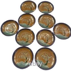 Vtg Japanese Lusterware Demitasse Cups & Saucers Set of 10 Hand Painted Japan
