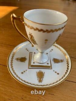 Vtg Limoges Gold Napoleon Bee Demitasse Espresso CUP SAUCER Hand Painted antique