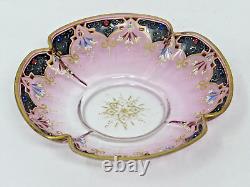 Vtg Moser Art Glass Gold Gilt Raised Enamel Hand Painted Demitasse Cup Saucer