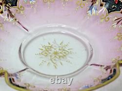 Vtg Moser Art Glass Gold Gilt Raised Enamel Hand Painted Demitasse Cup Saucer