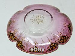 Vtg Moser Art Glass Gold Gilt Raised Enamel Hand Painted Demitasse Cup Saucer