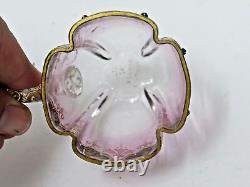 Vtg Moser Art Glass Gold Gilt Raised Enamel Hand Painted Demitasse Cup Saucer