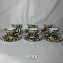 Vtg R. Capodimonte Italian Porcelain 6 Sets Demitasse Cups&Saucers Cherubs Design