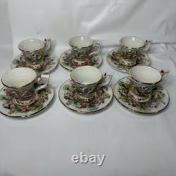 Vtg R. Capodimonte Italian Porcelain 6 Sets Demitasse Cups&Saucers Cherubs Design