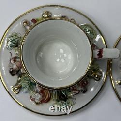 Vtg R. Capodimonte Italian Porcelain 6 Sets Demitasse Cups&Saucers Cherubs Design