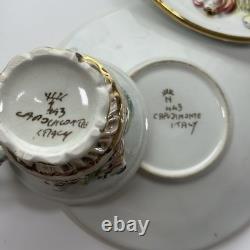 Vtg R. Capodimonte Italian Porcelain 6 Sets Demitasse Cups&Saucers Cherubs Design