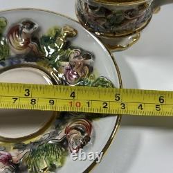 Vtg R. Capodimonte Italian Porcelain 6 Sets Demitasse Cups&Saucers Cherubs Design