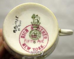 Vtg ROYAL DOULTON set 9 Cups & Saucers DEMITASSES FLOWERS hand PTD England