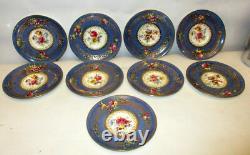 Vtg ROYAL DOULTON set 9 Cups & Saucers DEMITASSES FLOWERS hand PTD England