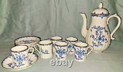 Vtg Royal Worcester Mansfield 6 demitasse cups & saucers w small coffee pot