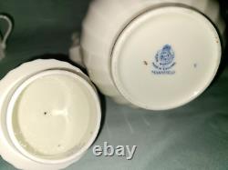 Vtg Royal Worcester Mansfield 6 demitasse cups & saucers w small coffee pot