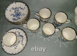 Vtg Royal Worcester Mansfield 6 demitasse cups & saucers w small coffee pot