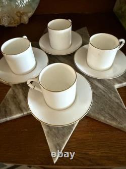 Vtg. Royal Worcester White Bone China Demitasse/Espresso Cups & Saucers Set Of 4