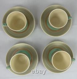 Vtg SUSIE COOPER Wedding Ring Demitasse Cups & Saucers Set of 4 Earthenware