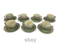 Vtg SUSIE COOPER Wedding Ring Demitasse Cups & Saucers Set of 7 Earthenware