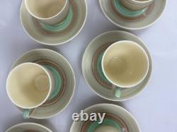 Vtg SUSIE COOPER Wedding Ring Demitasse Cups & Saucers Set of 7 Earthenware