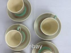 Vtg SUSIE COOPER Wedding Ring Demitasse Cups & Saucers Set of 7 Earthenware