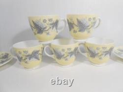 Vtg Set of 5 Wedgwood JOSEPHINE YELLOW Bone China Demitasse Coffee Cups Saucers