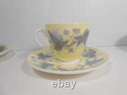 Vtg Set of 5 Wedgwood JOSEPHINE YELLOW Bone China Demitasse Coffee Cups Saucers