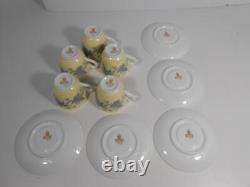 Vtg Set of 5 Wedgwood JOSEPHINE YELLOW Bone China Demitasse Coffee Cups Saucers