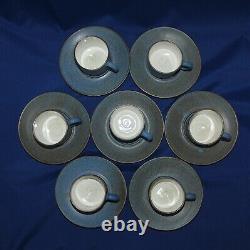 Vtg Zaalberg Holland Mid Century Stoneware Demitasse Cup and Saucer Lot Blue