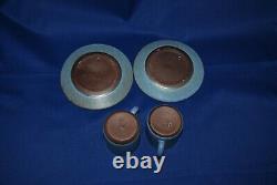 Vtg Zaalberg Holland Mid Century Stoneware Demitasse Cup and Saucer Lot Blue