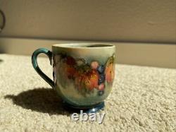 W Moorcroft Art Pottery-Cup and Saucer-Demitasse-Flambe Leaf and Berry 2 1/4