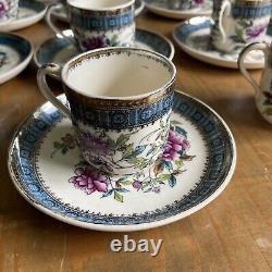 W. T. Copeland & Sons Peonies Demitasse (10) Cups & (9) Saucers Set-Antique 1882