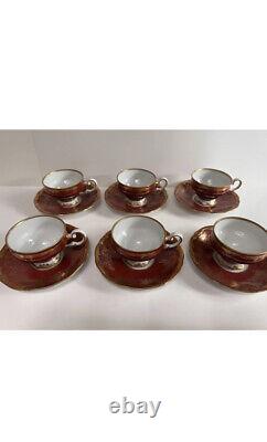 WEIMAR KATHARINA 28010 DEMITASSE Tea 6 Cups And 6 Saucers SET- Brown