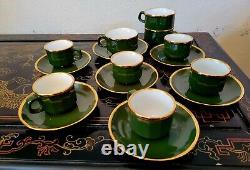 Walkure Jade Green Gold Gilt Demitasse Tea Cup And Saucer 8 + Set 17 Pieces SPM