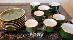 Walkure Jade Green Gold Gilt Demitasse Tea Cup And Saucer 8 + Set 17 Pieces SPM