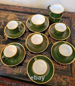 Walkure Jade Green Gold Gilt Demitasse Tea Cup And Saucer 8 + Set 17 Pieces SPM