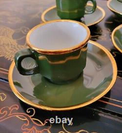 Walkure Jade Green Gold Gilt Demitasse Tea Cup And Saucer 8 + Set 17 Pieces SPM