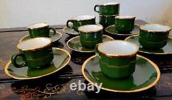 Walkure Jade Green Gold Gilt Demitasse Tea Cup And Saucer 8 + Set 17 Pieces SPM