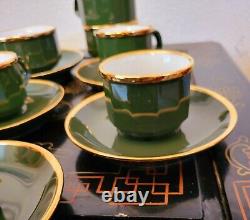 Walkure Jade Green Gold Gilt Demitasse Tea Cup And Saucer 8 + Set 17 Pieces SPM