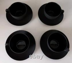 Wedgewood Demitasse Black Basalt Set Of 4 Cups and 4 Saucers HARD TO FIND